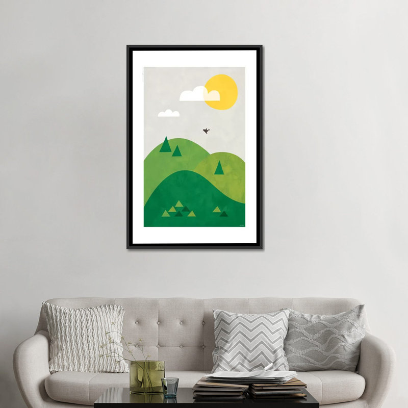 « valley », impression sur toile, Toile avec cadre noir, Pas de tapis, H 48 po x l 32 po x P 1,5 po