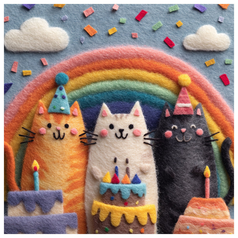 Cats with Birthday Cakes, coussins décoratifs double face, 20 x 20 pouces