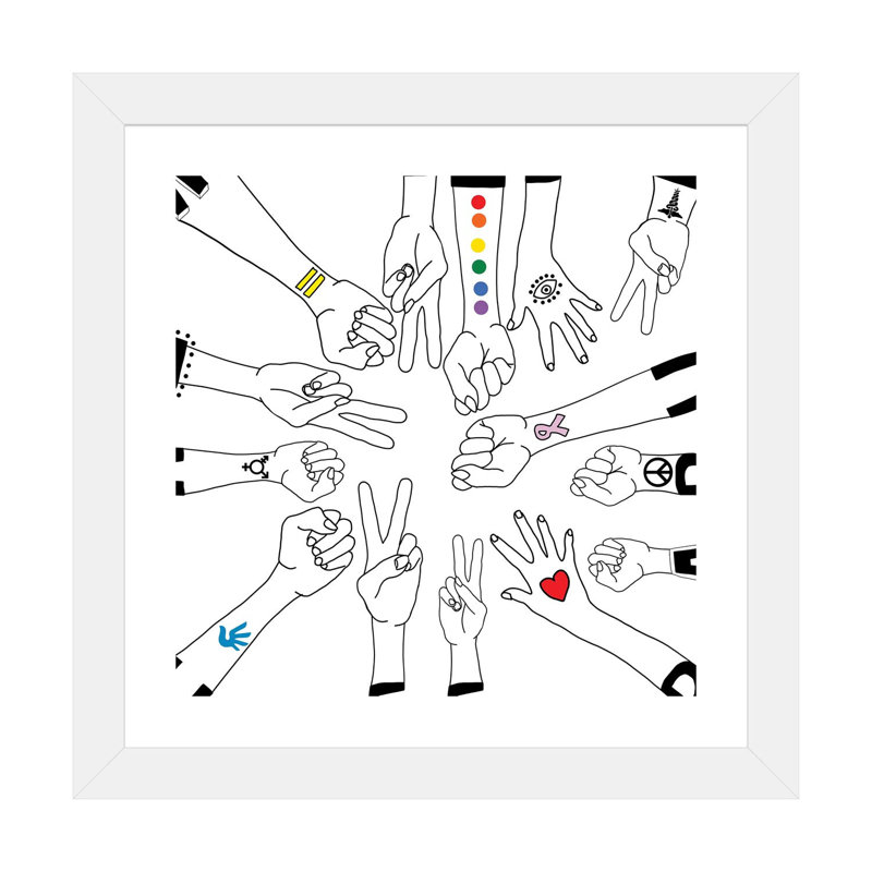 Ensemble par Notsniw Art - impression d'art graphique, Papier encadré blanc, H 24 po x l 24 po x p 1 po, Blanc