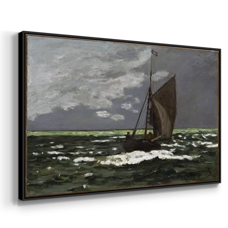 Stormy Seascape, 1867, reproduction d'art sur toile, H 25 po x l 37 po x P 2 po, Toile encadrée noire
