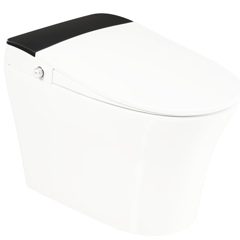 Smart Toilet With Heated Seat, One Automatic Flush, Without Bidet, Foot Blue Night , Knob Managed, Power Outage Flush Compilation, Soft Close Cover, White Bathroom Assembly Seat Toilet, One Piece