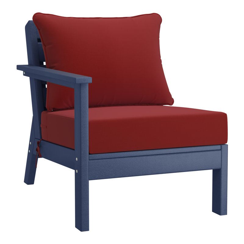Chaise avec accoudoirs profonds à gauche avec coussins, Red, Marine