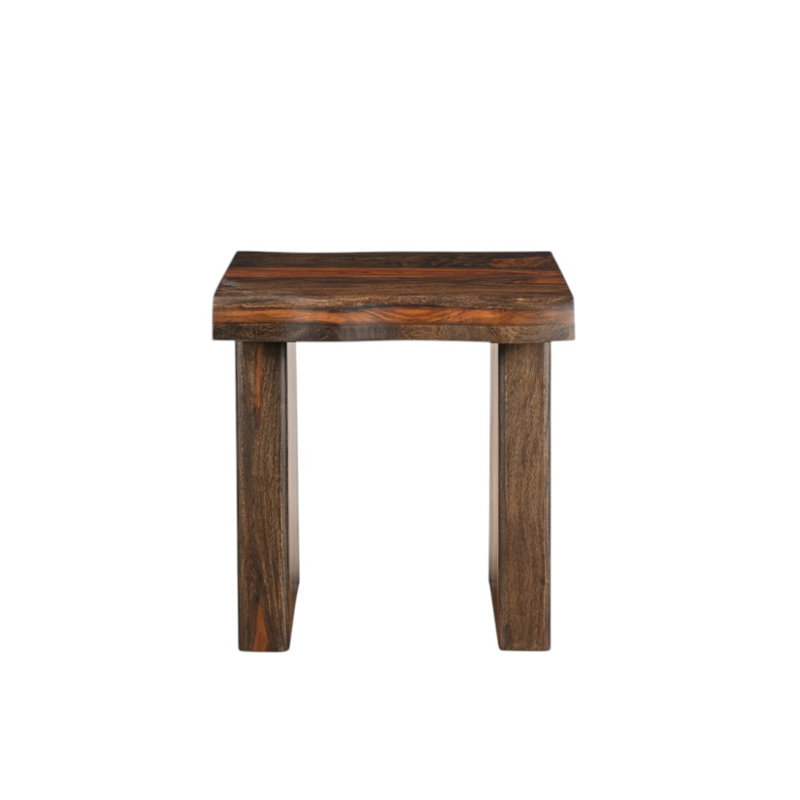 23" Dark Brown And Brown Wood Solid Wood Square End Table