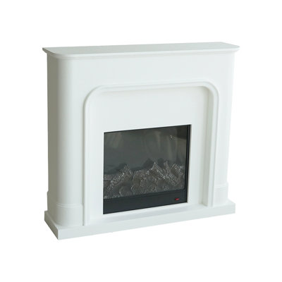 Beige Manufactured Wood Electric Fireplace