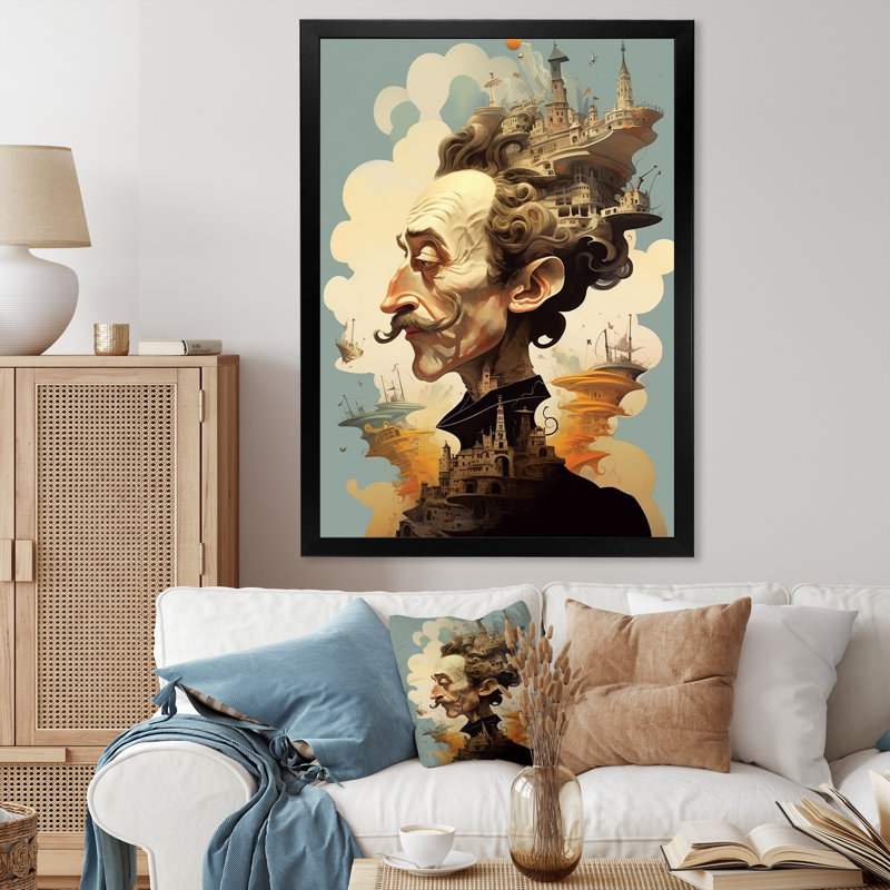 Reproduction sur toile de Dali, Cadre simple noir, H 32 po x l 16 po x P 1 po