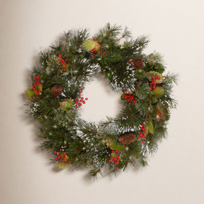 The Holiday Aisle® 24" Pre-Lit Pine Wreath