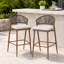 Tabourets de bar de patio en aluminium (2 pièces) avec coussins et dossiers en osier