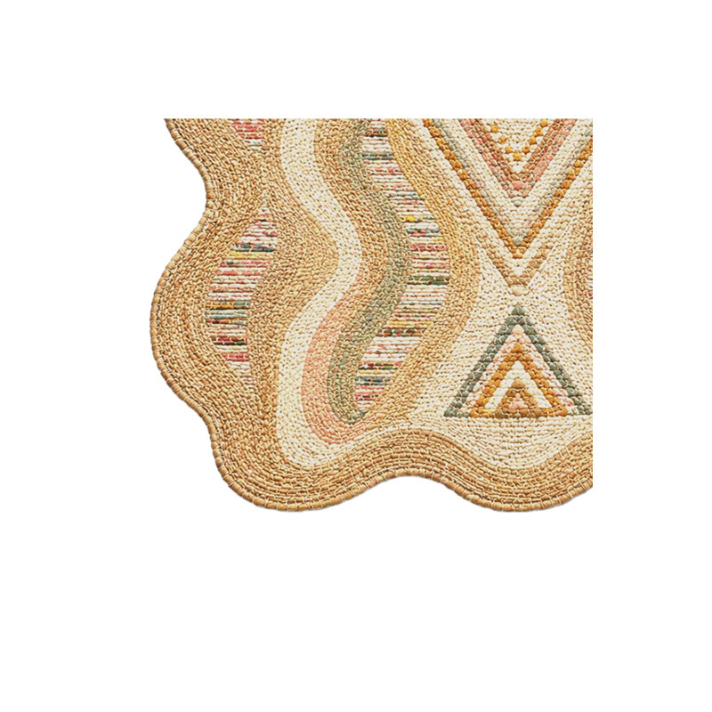 Tapis beige tissé à motif de poissons Mosso, 3'3" x 9'10"