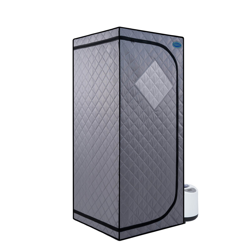 Full Size Portable Tent - Home Spa Comfort . Grey. 2.2L Steam Generator. 150F Max Temperature. . Remote Controlled With Timer. Foldable Chair Included. Waterproof Fabric. Easy To Assemble And Store.