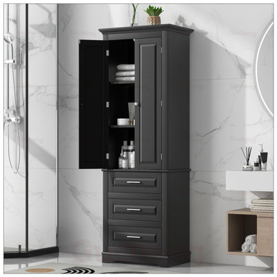 Tall Storage Cabinet with Three Drawers for Bathroom/Office, Durable and Versatile Organization Solution