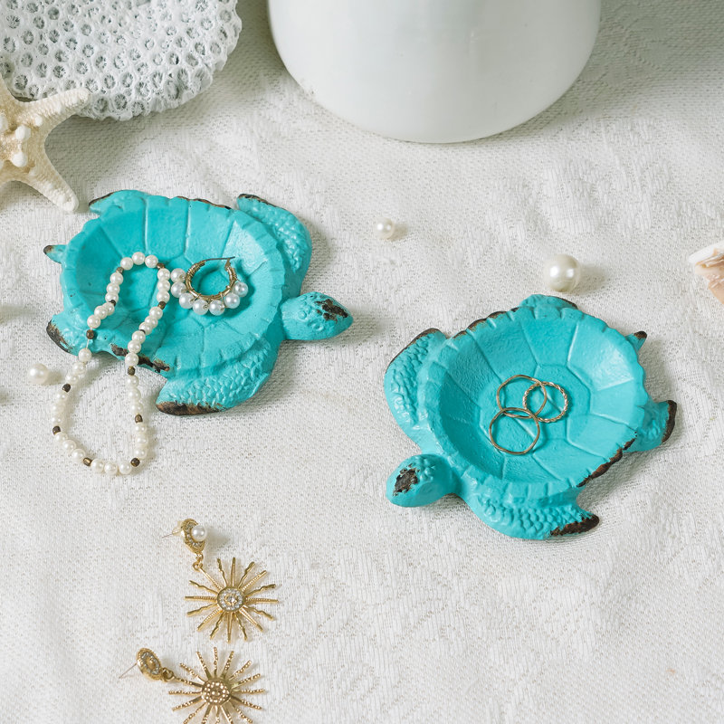 Ensemble de 2 plateaux en métal turquoise