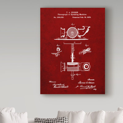 Manilo 'T a Edison Phonograph' Drawing Print on Wrapped Canvas