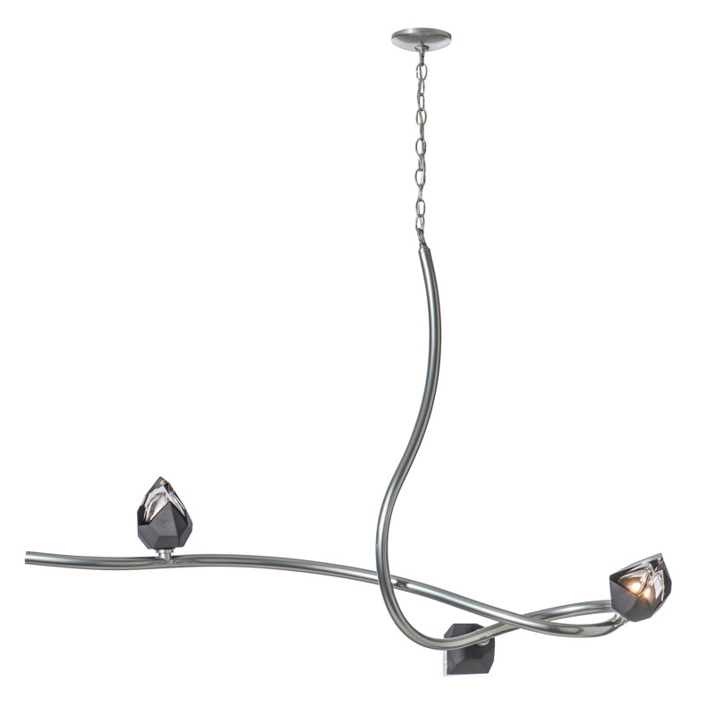 Glacier 3 - Light Unique/Statement Modern Linear Chandelier, Black, Sterling