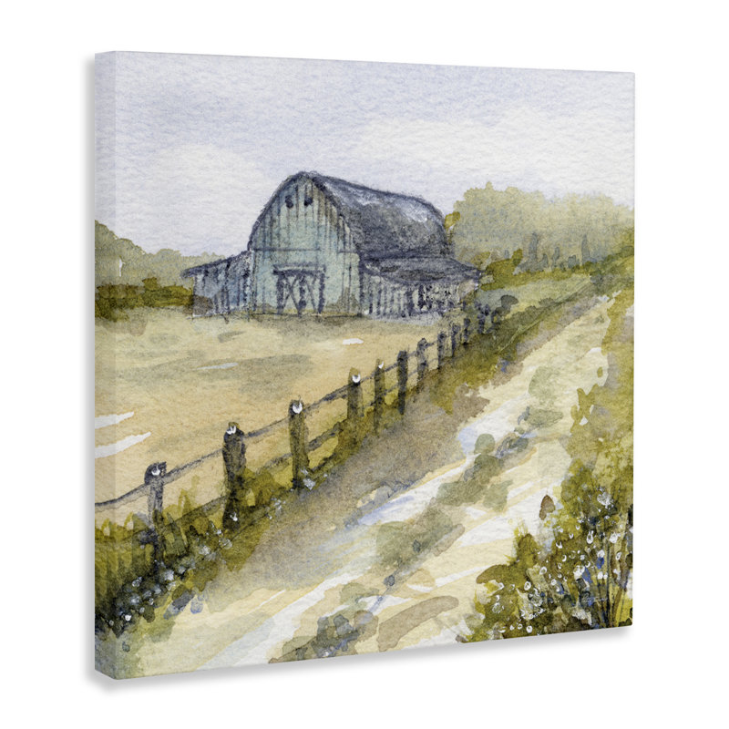 Toile Blue Barn Lane, conception de Patti Bishop, H 30 po x l 30 po