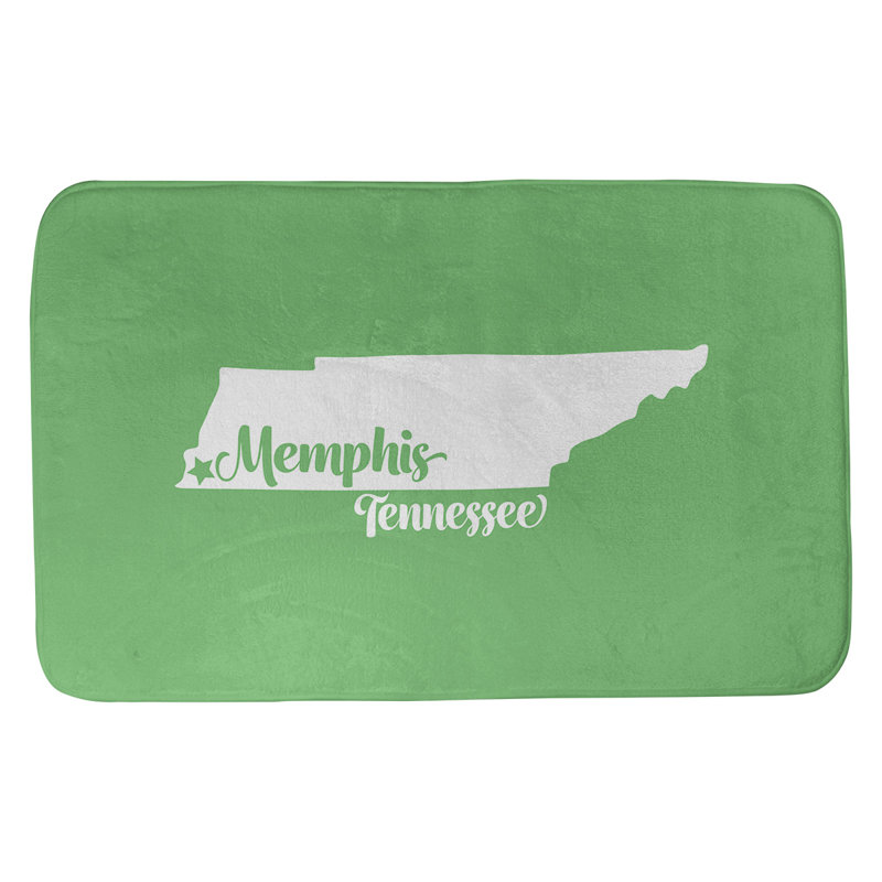 Tapis rectangulaire antidérapant pour salle de bain, L 21 po x L 34 po, Vert, Memphis, Tennessee