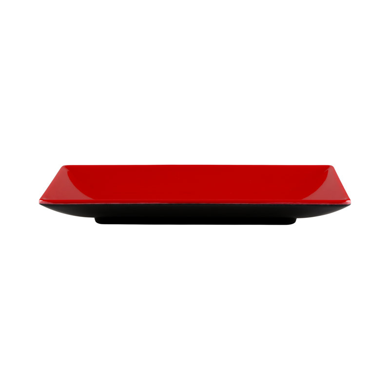 Karma 2 Tone 9" Melamine Salad Plate, Black/Red
