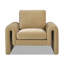 Fauteuil arqué 40 po, velours beige brun chameau performance