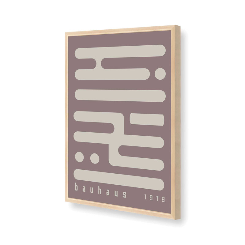 Warm Taupe Bauhaus Minimalist Circuitry II, reproduction encadrée, H 21 po x l 17 po, Érable brut