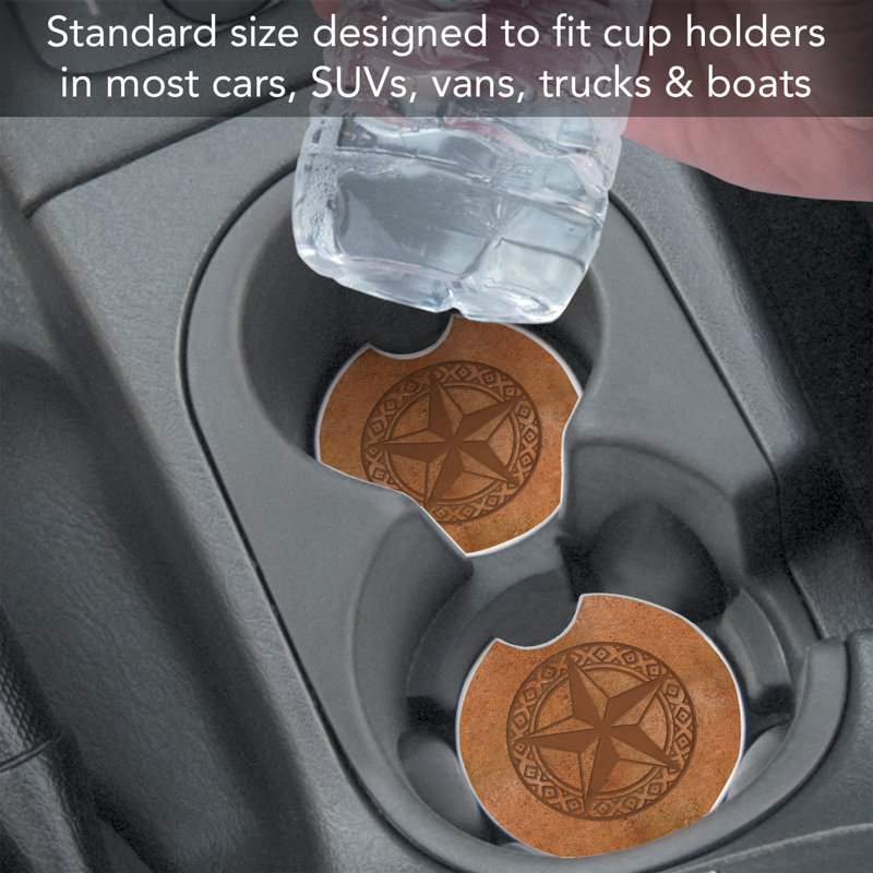 East Urban Home Leather Lonestar Absorbent Stone Car Coaster 1 Pack