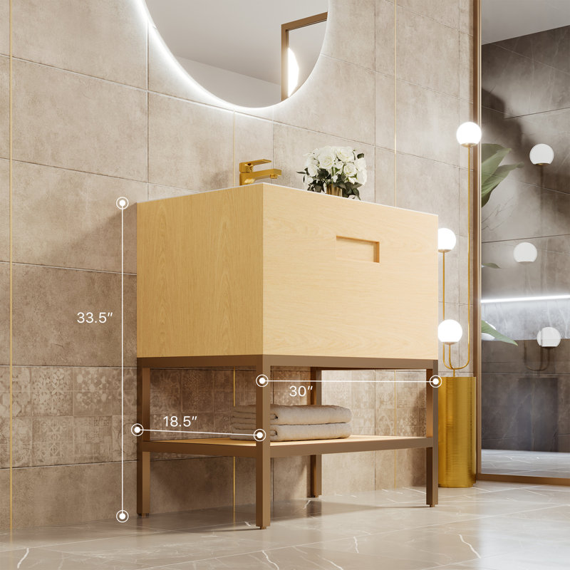 Lina 30'' Single Bathroom Vanity with Solid Surface Top
