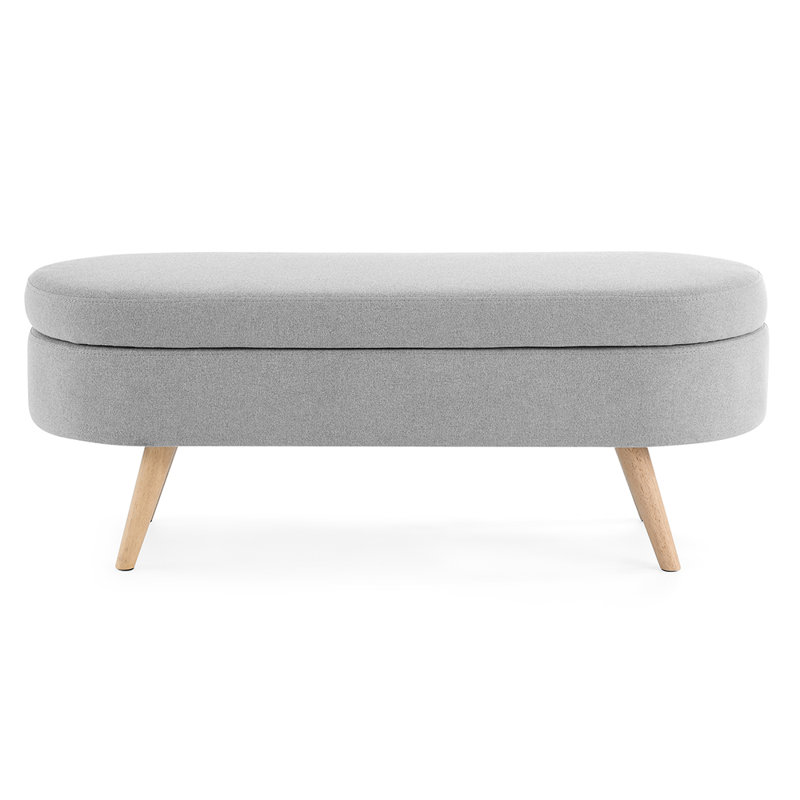 Gligor Linen Upholstered Storage Bench, Gray