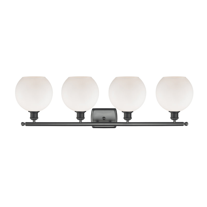 Éclairage pour salle de bain 4 lumières Cindi, Blanc mat, Incandescente, Noir mat