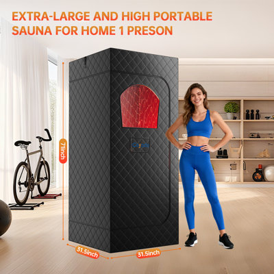Infrared Sauna Box With 660nm Red Light Therapy & 850nm, 3l 1300w Steamer, Folding Chair, For Home Sauna Spa
