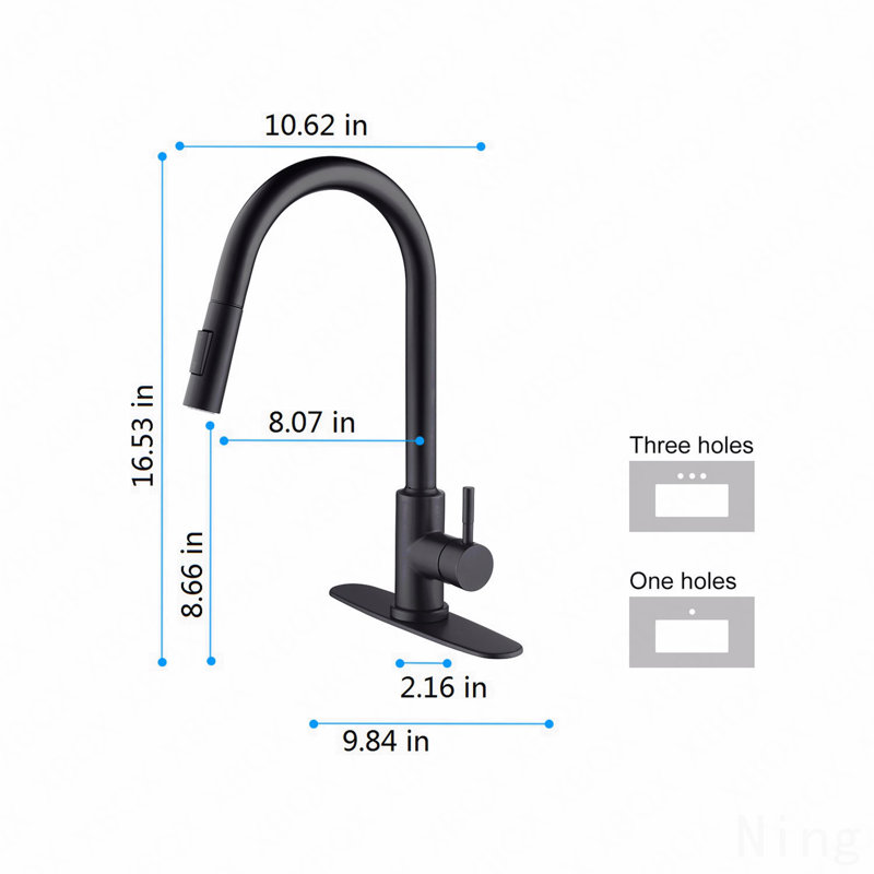 Robinet de cuisine tactile avec douchette rétractable, Noir mat