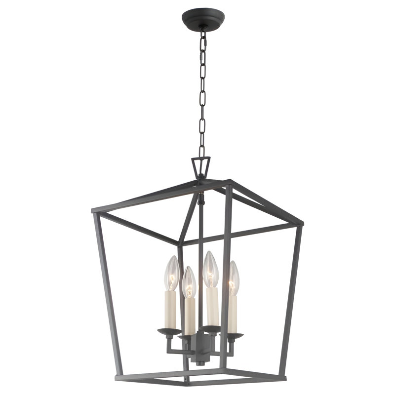 Luminaire suspendu géométrique noir à 4 lumières