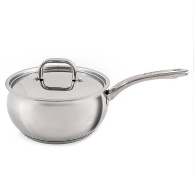 Bergner Essentials 1.5-Quart Stainless Steel Saucier Pot with Tempered Glass Lid - Silver - 1.5 Quart