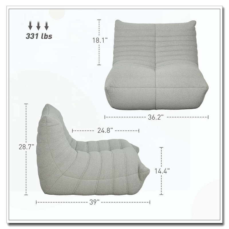 Fauteuil à billes, Polyester gris clair