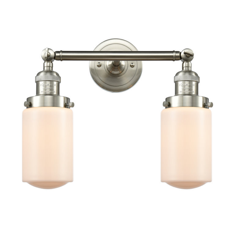 Saroyan 2 - Light Dimmable Vanity Light, Matte White, 6 Watt Vinage LED Bulb, Brushed Satin Nickel