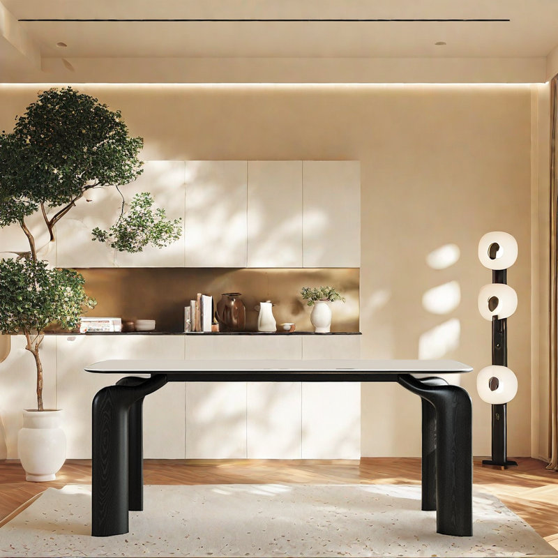 Dorithy Ash Solid Wood Base Dining Table, 29.52"H x 62.99"L x 31.49"W