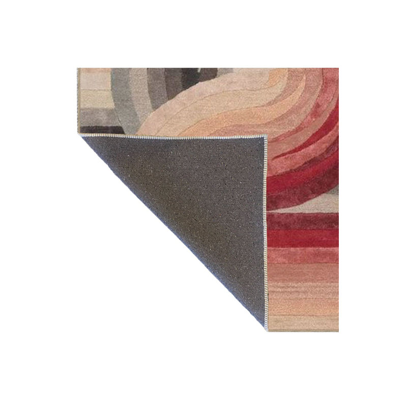 Knotted Colorful Striped Patterned Woven Base Machine Washable Rug, Rectangle 3'11" x 5'11" Rug Pad Included