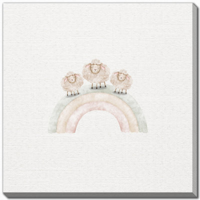 Rainbow 3 Sheep Canvas Wall Art