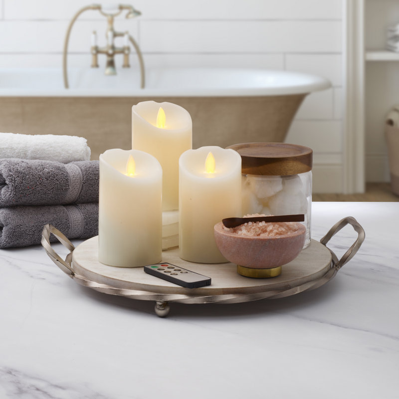Wavy Top LED Unscented Wax Flickering LED Pillar Candles