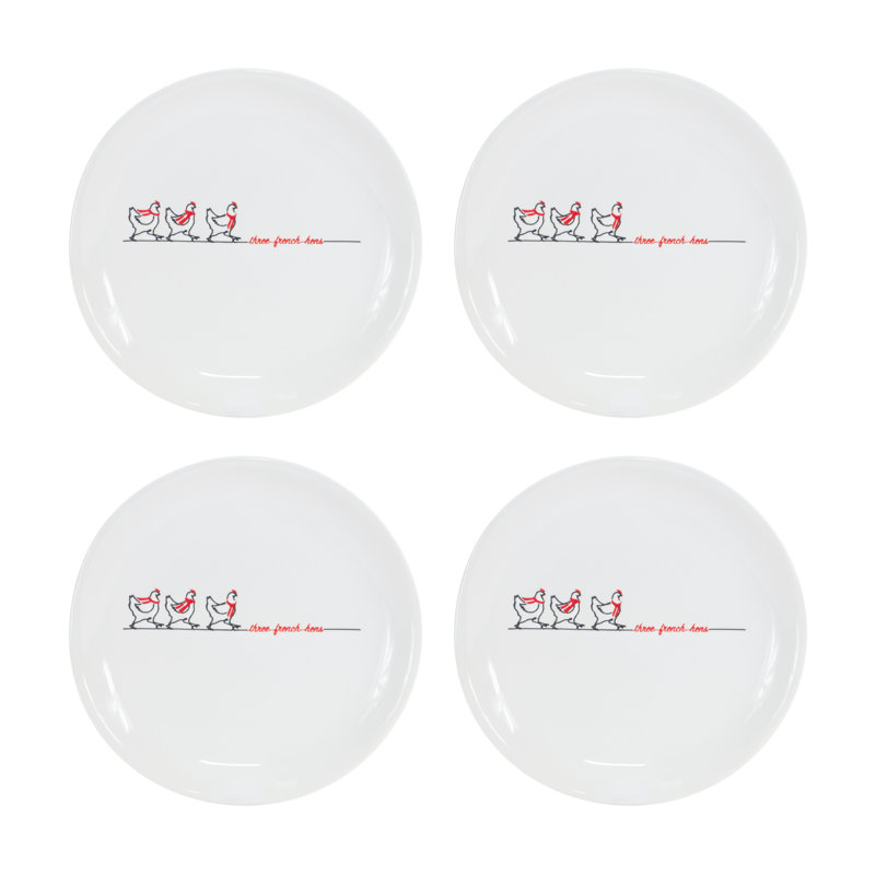 Assiette en grès trois poules françaises