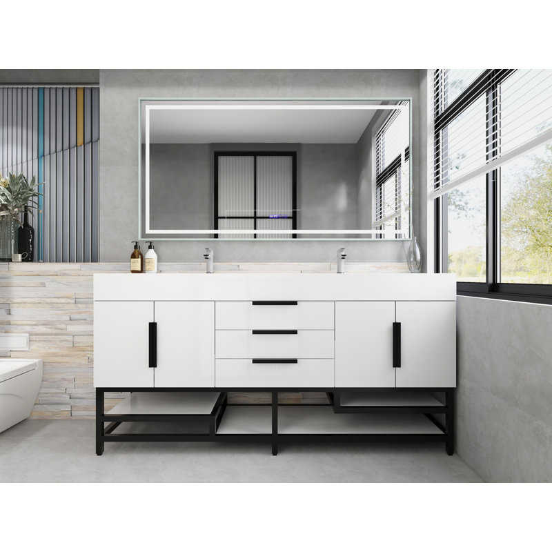 Meuble-lavabo sur pied simple de 72 po Jessica, Blanc