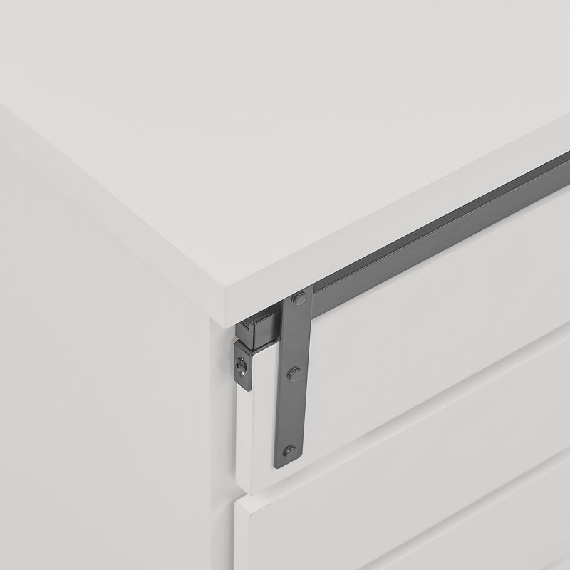 Stotfold 32" Wide Server with Sliding Slat Door, White