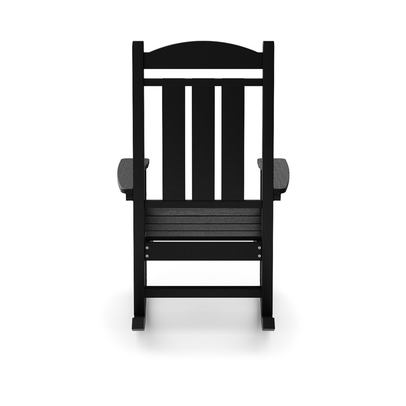 Chaise berçante noire avec bois d'œuvre - Confort pour votre patio