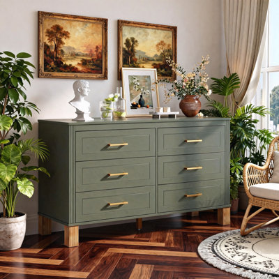 Modern Storage Cabinet with Metal Handles & Solid Wood Legs