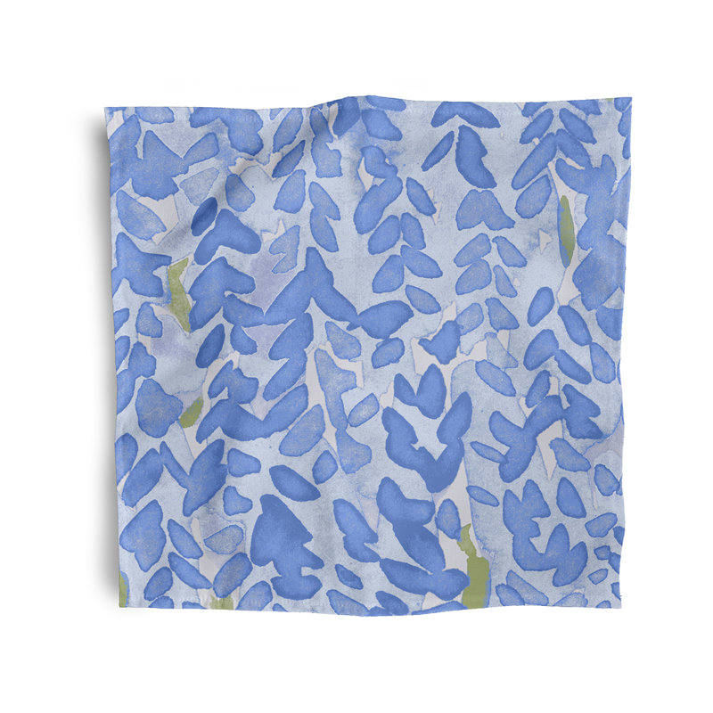 Lonston Polyester Floral Square Napkin, Light Blue