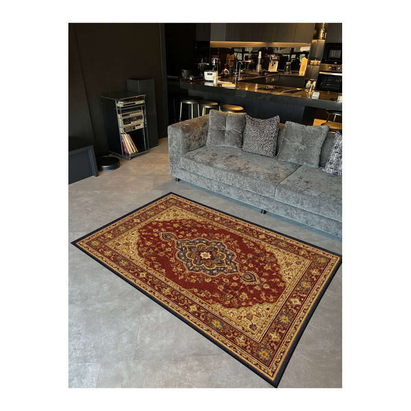 Tapis gris tissé traditionnel Mosso, 4'7" x 6'7"