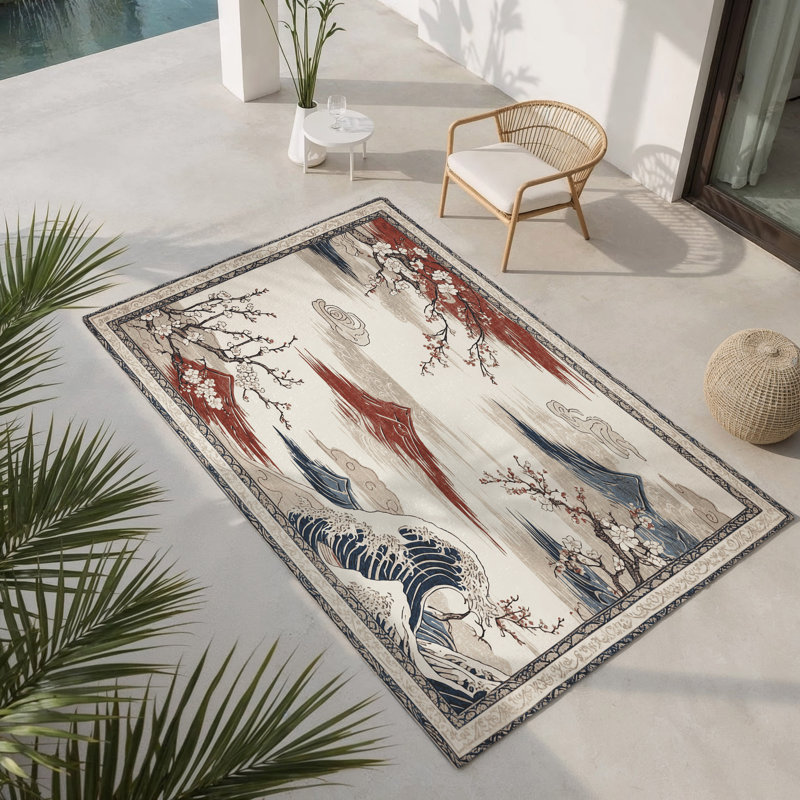 Tapis intérieur et extérieur Blossom Reflection, Rectangle 5 pi x 7 pi