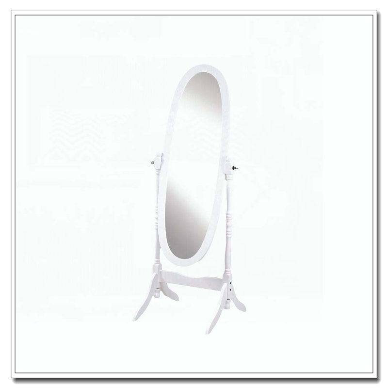 Wood Floor Mirror, White