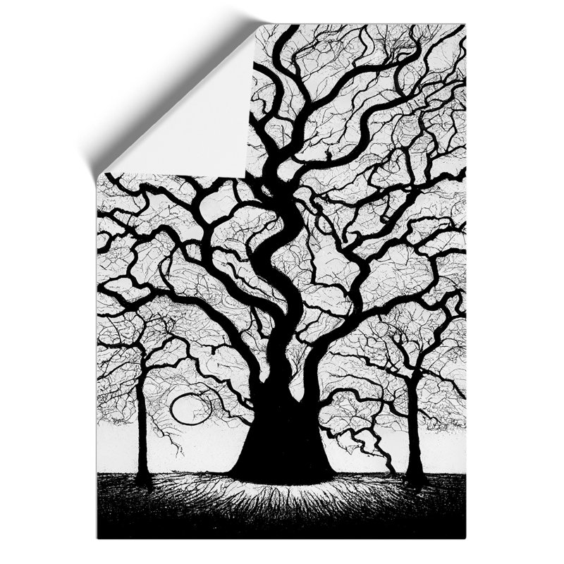 Monochrome Tree Art No.2 - Wall Art, Paper, 29.7cm H x 21cm W