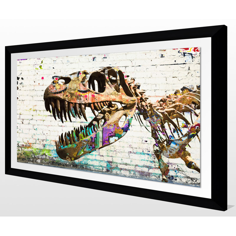 «Dino», reproduction d'impression sur toile tendue, H 21,5 po x l 27,5 po x P 0,75 po, Cadre noir, Tapis transparent