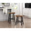 Ensemble de 2 tabourets de bar au design transitionnel, meubles en bois d'hévéa massif noir et brun-2101419332-2101419333-2090035908