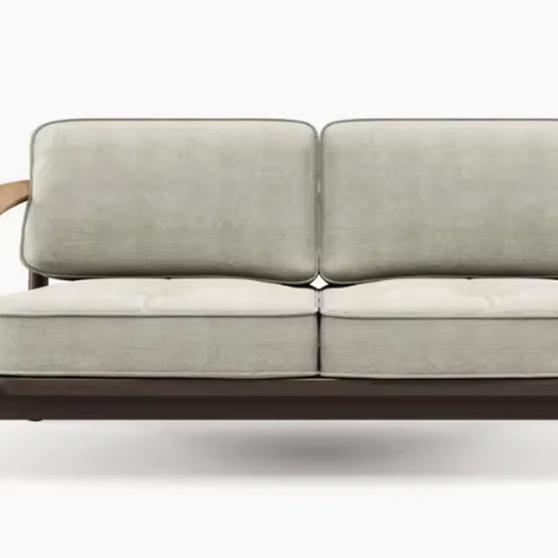Outdoor Modern Simple Sponge Sofa 95.27'' Wide Rectangle Patio Sofa with Cushions, Black, Greyish Green