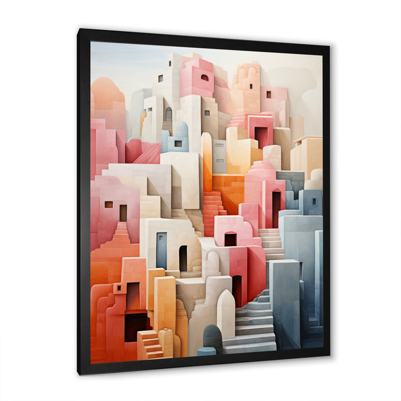 Magilton Constructivism Construit Horizons IX - reproduction sur toile, H 32 po x l 16 po x P 1 po, Cadre photo noir